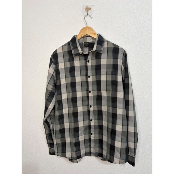 Oakley Other - Oakley Custom Fit Plaid Button Down Shirt Mens Medium Grey Black Long Sleeve